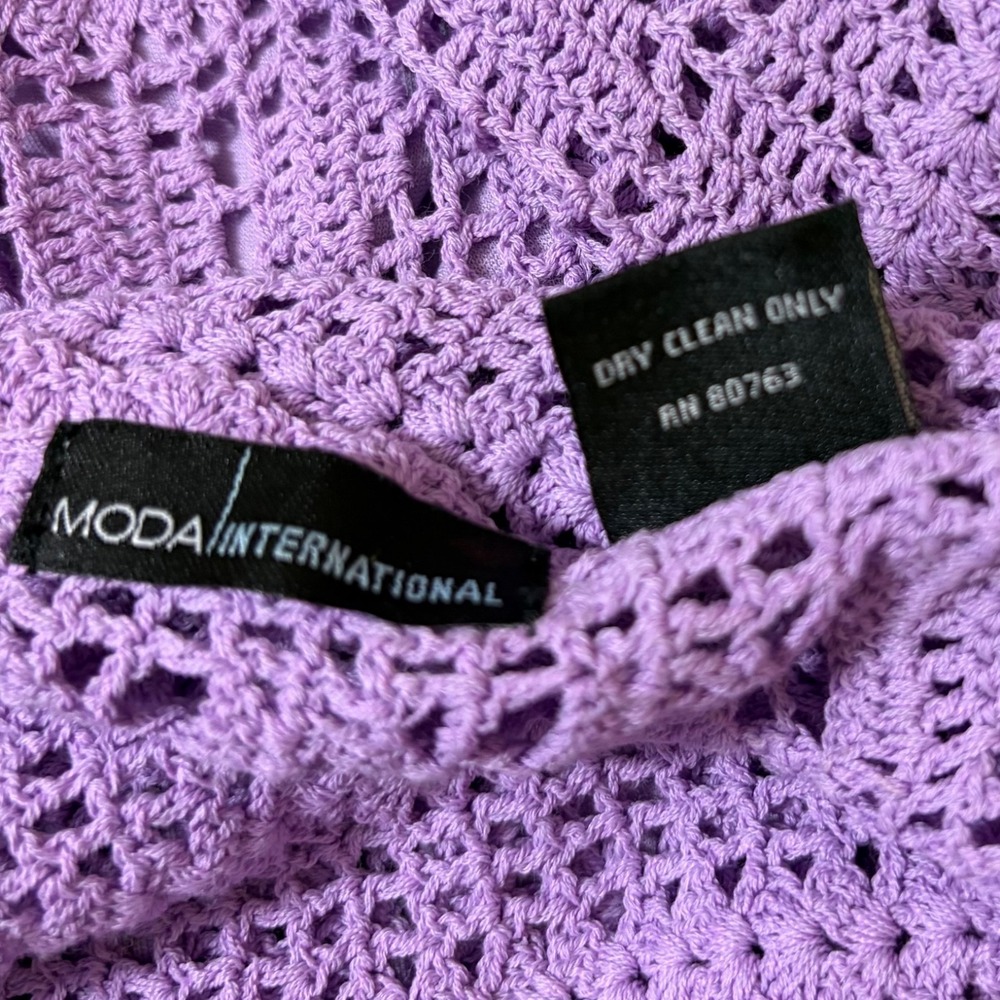 Vintage Y2K Moda International Lilac Crochet Slip Dress S/M Boho Festival Midi - Picture 9 of 11